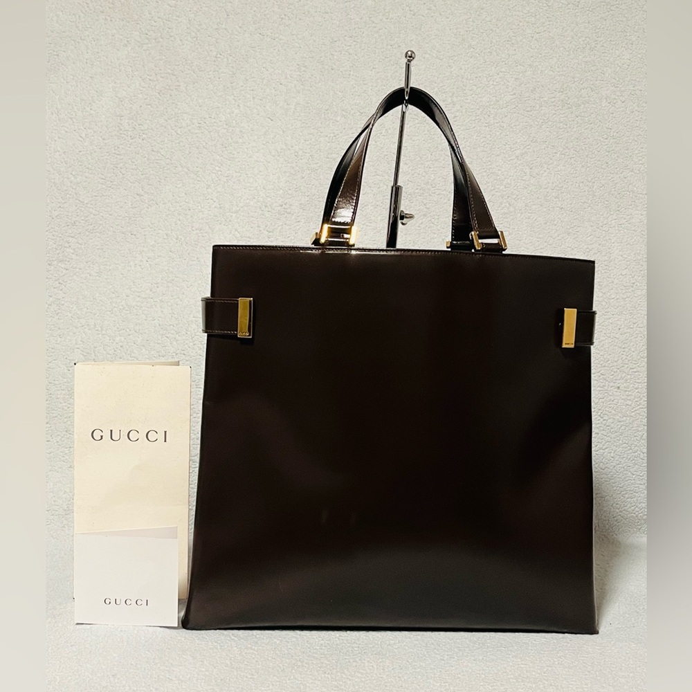 Gucci Tom Ford Leather Chocolate Brown Tote Shoulder Bag